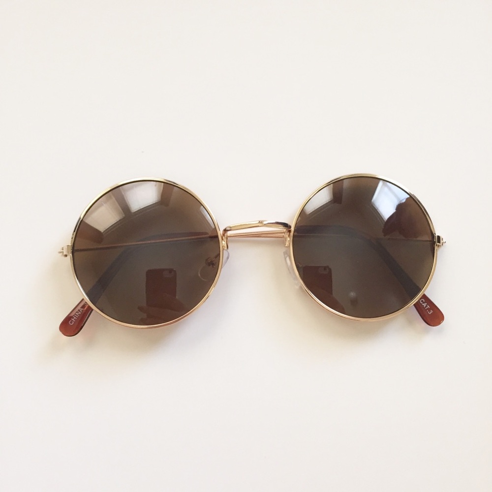 Brown retro circle round sunglasses